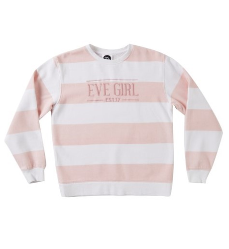 Eve Girl Stripe Crew - Powder Pink