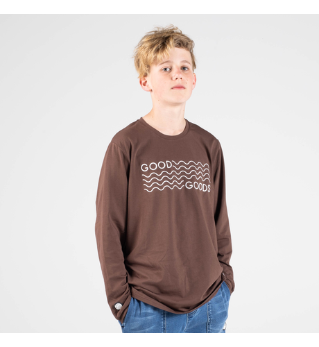 Good Goods L/S Ready Set Tide Embroidery Tee - Chocolate