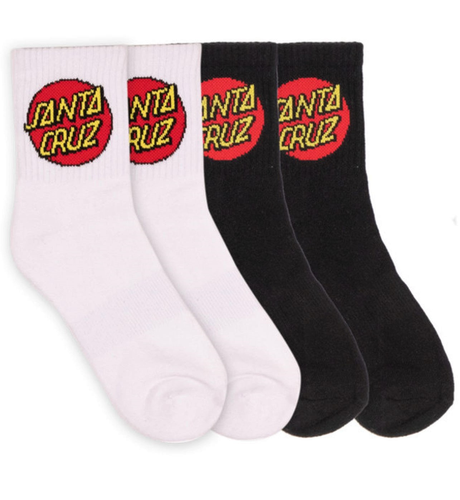 Santa Cruz Classic Dot 4 Pack Quarter Crew Socks (Size 6-10)