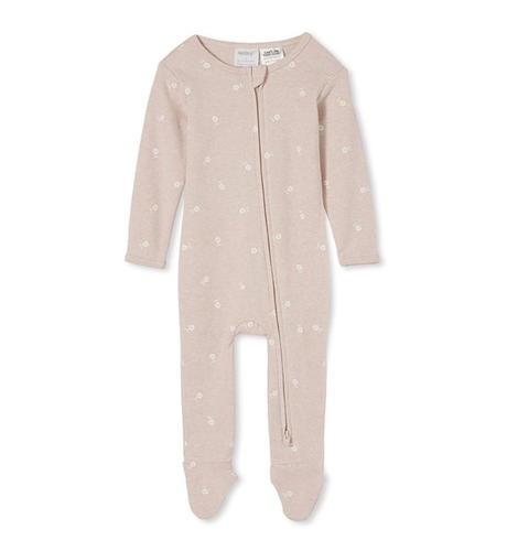 Milky Petals Zip Romper - Pink Marle