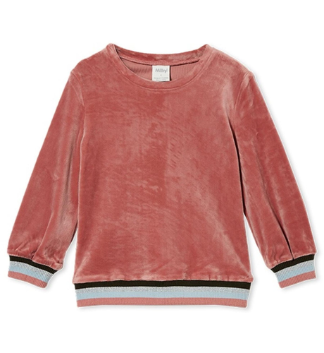 Milky Rouge Velour Tipping Sweat Shirt