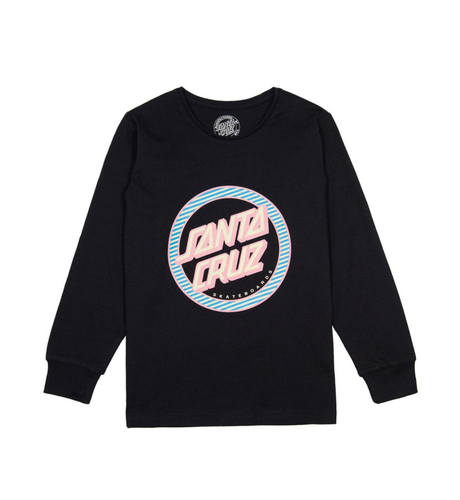 Santa Cruz Striped Reverse Dot L/S Regular Fit Tee - Black