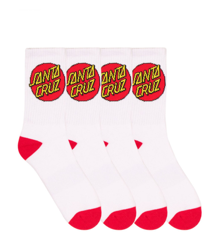 Santa Cruz Teens Classic Dot Socks (Size 7-11) - White