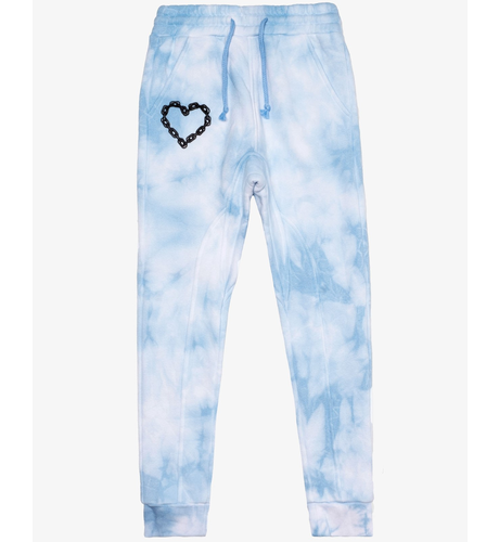 The Girl Club Tie Dyed Chain Heart Fleece Joggers