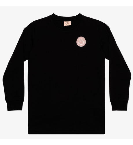 The Girl Club Smiley Black Straight Hem Tee