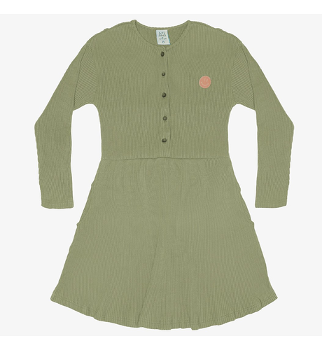 The Girl Club Olive Rib Cotton Button Front Dress
