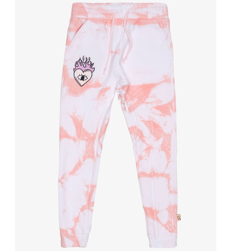 The Girl Club Tie Dyed Flame Heart Fleece Joggers