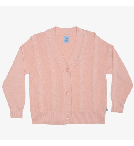 The Girl Club Pink Cable Organic Cotton Cardigan