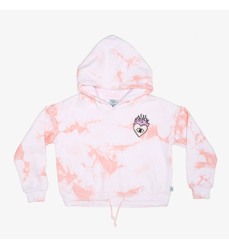 The Girl Club Tie Dyed Flame Heart Fleece Hood