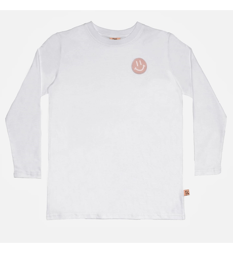 The Girl Club Smiley White Straight Hem Tee