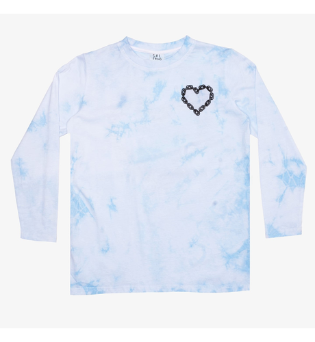 The Girl Club Tie Dyed Chain Heart Straight Hem Tee