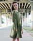 The Girl Club Olive Green Rib Cotton Button Front Dress