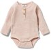 Wilson & Frenchy Organic Waffle Henley Bodysuit - Peony Fleck