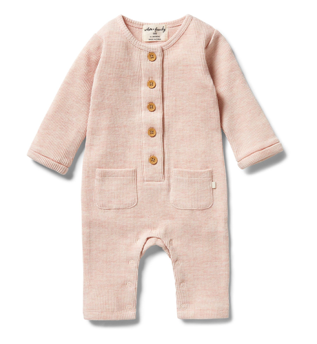 Wilson & Frenchy Organic Waffle Slouch Growsuit - Peony Fleck