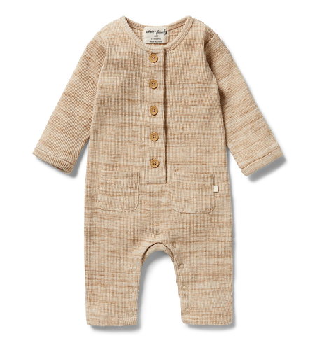 Wilson & Frenchy Organic Waffle Slouch Growsuit - Fog Fleck