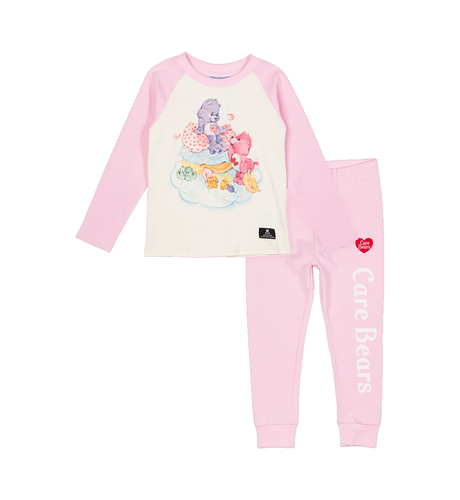 Rock Your Kid Care Bears Dreamer PJ Set - Cream/Pink