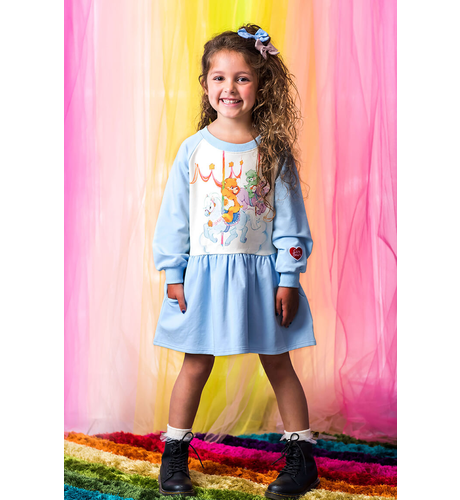 Rock Your Kid Carousel Raglan Sleeve Dress - Blue