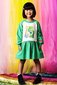 Rock Your Kid Rainbow Day Raglan Sleeve Dress - Green
