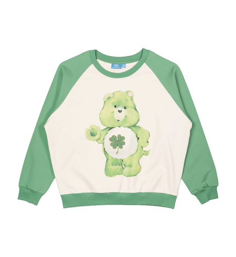 Rock Your Mama Good Luck Bear Adult Sweatshirt - Cream/Green