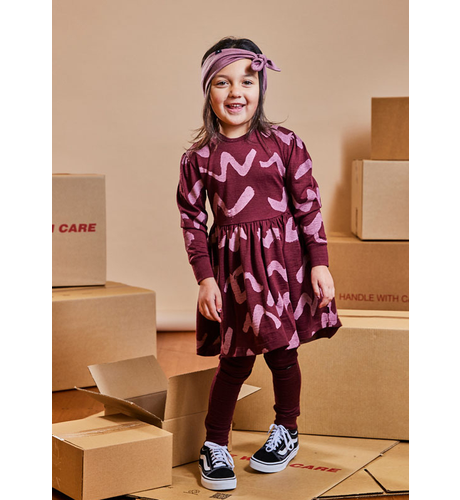 LFOH  Emilia Swing Dress - Merlot Graffiti