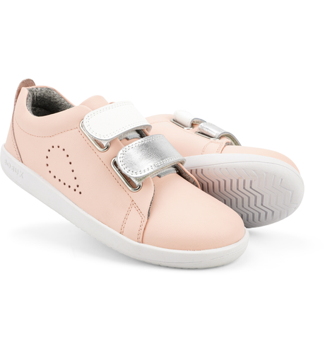 Bobux Kid+ Grass Court Switch Shoe - Seashell (Silver Metallic + White)