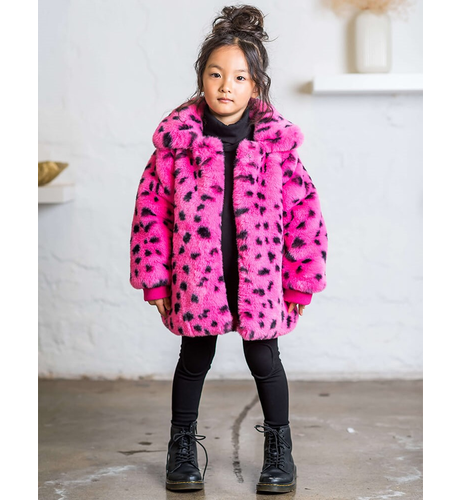 Rock Your Kid Pink Dalmation Faux Fur Jacket
