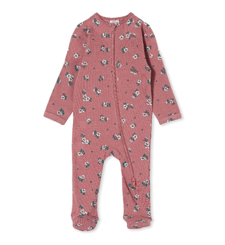 Milky Gardenia Zip Romper - Mulberry