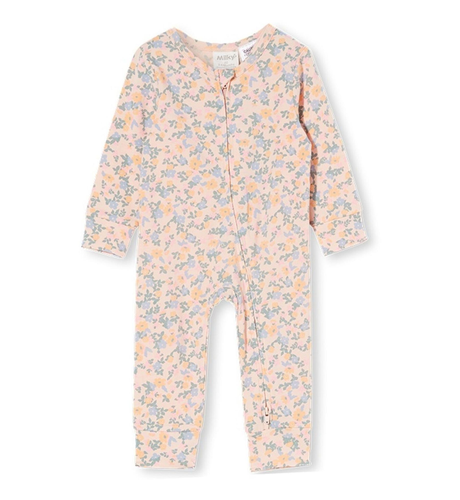 Milky Fleur Zip Romper - Scallop Shell