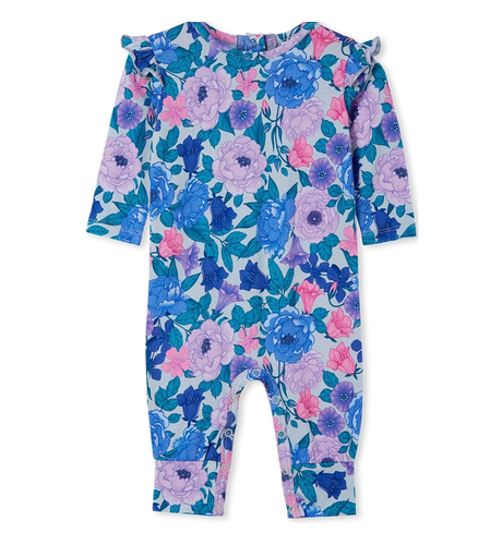 Milky Peony Romper - Ice Grey