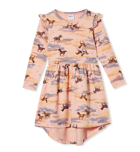 Milky Horses Dress - Rose Blossom