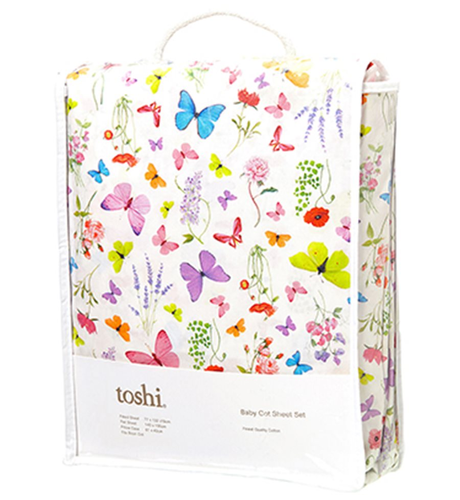Toshi Cotton Cot Sheet Set - Butterfly