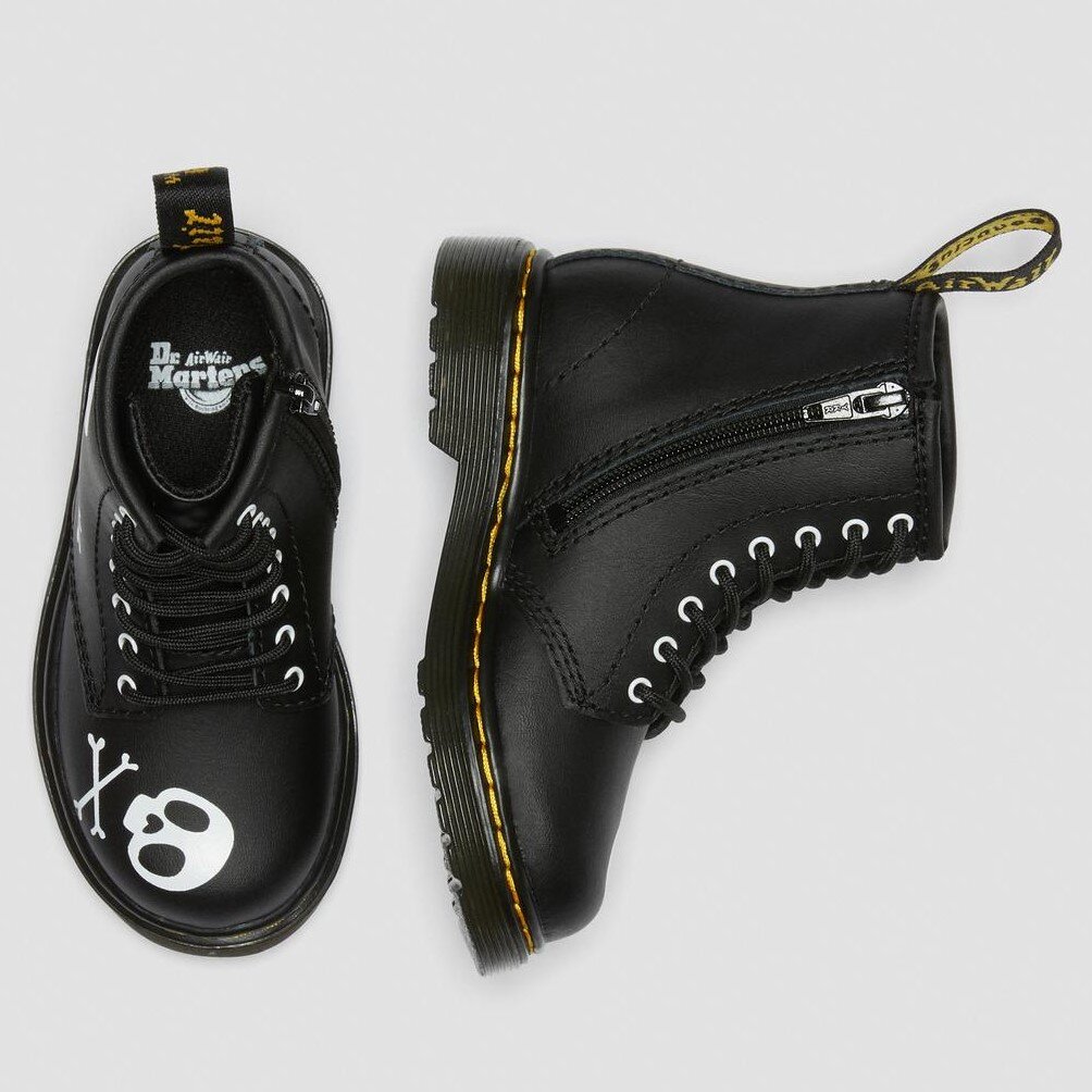 Dr Martens Toddler Lace-Up Boots - Skull & Bones - FOOTWEAR