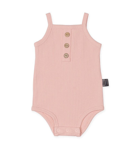 Kapow Shell Pink Rib Singlet Bodysuit