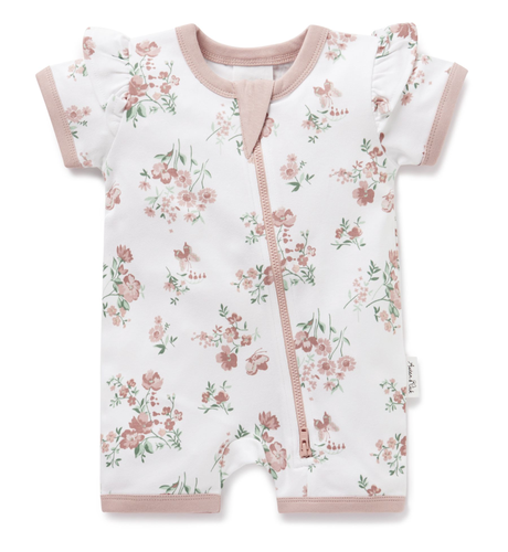 Aster & Oak Primrose Zip Romper - White