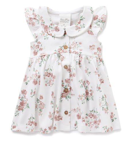 Aster & Oak Primrose Button Dress - White