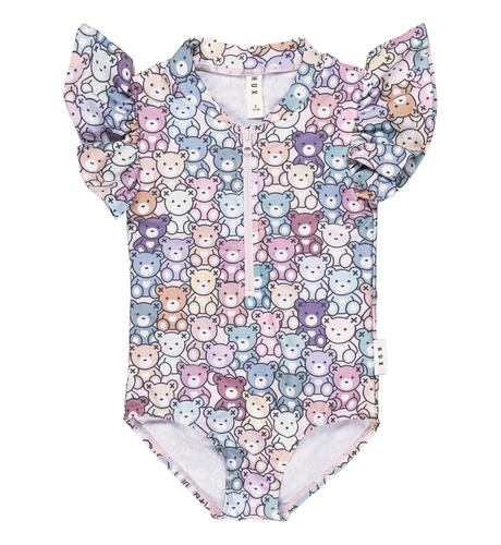 Huxbaby Rainbow Bear Frill Zip Swimsuit