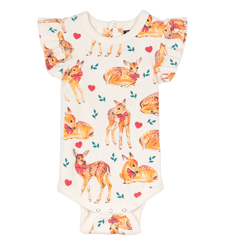 Rock Your Baby Fawn Frill Sleeve Bodysuit