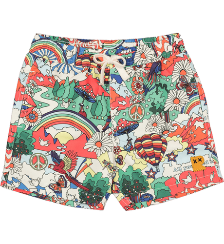 Rock Your Kid Peace Is The Word Lined Boardshorts