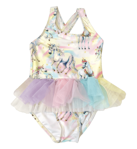 Rock Your Kid Sorbet Unicorn Tulle Lined Swim One-Piece