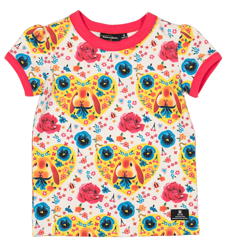 Rock Your Kid Bunny Heart S/S Ringer T-Shirt