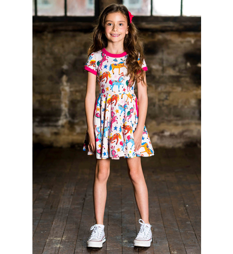 Rock Your Kid Parade S/S Ringer Waisted Dress