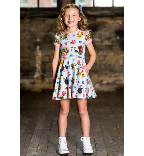 Rock Your Kid Pups S/S Ringer Waisted Dress