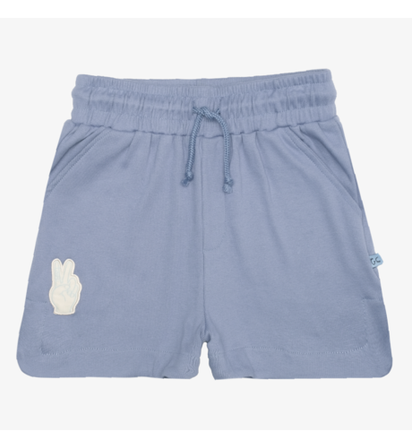 The Girl Club Blue Cotton Rib Simple Shorts