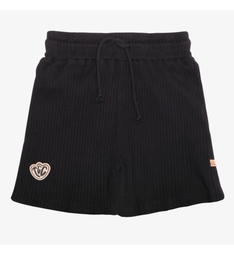 The Girl Club Black Cotton Rib Lounge Shorts