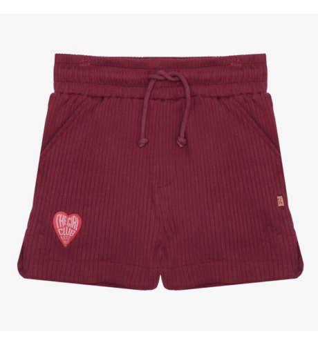 The Girl Club Dark Plum Cotton Rib Simple Shorts