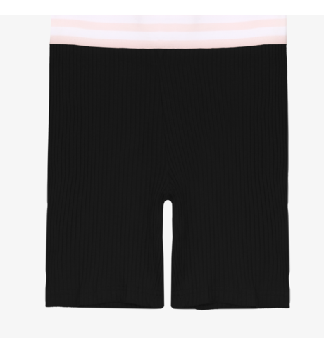 The Girl Club Black Cotton Rib Stretch Shorts
