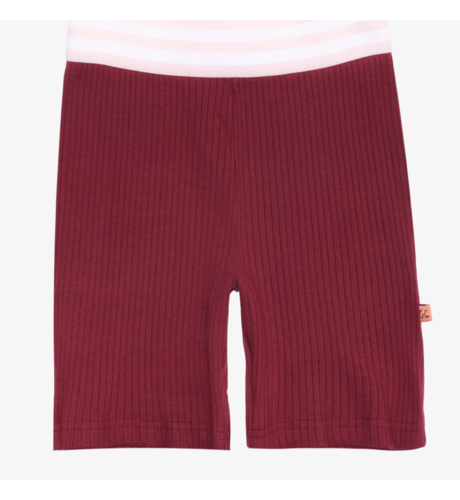 The Girl Club Dark Plum Cotton Rib Stretch Shorts