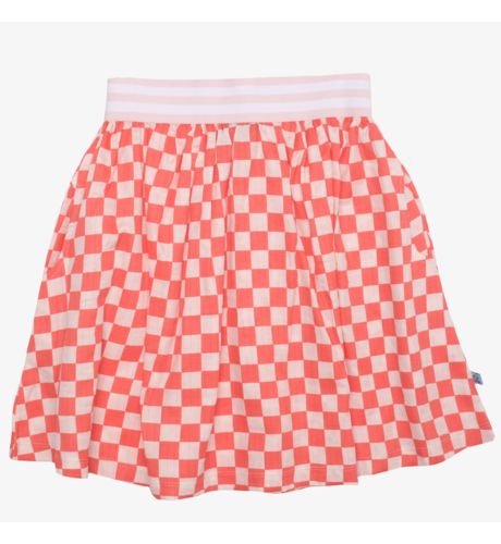 The Girl Club Checker Muslin Elastic Waist Skirt