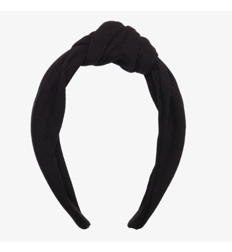 The Girl Club Black Cotton Rib Top Knot Headband