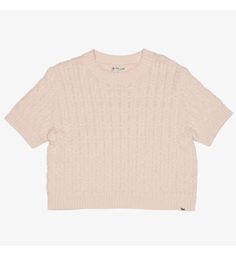 The Girl Club Lace Knit Crop Tee - Cream